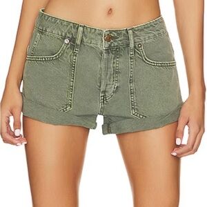 Free People NWT Beginners Luck Slouch Short 30 Olive Green Vacation Festival